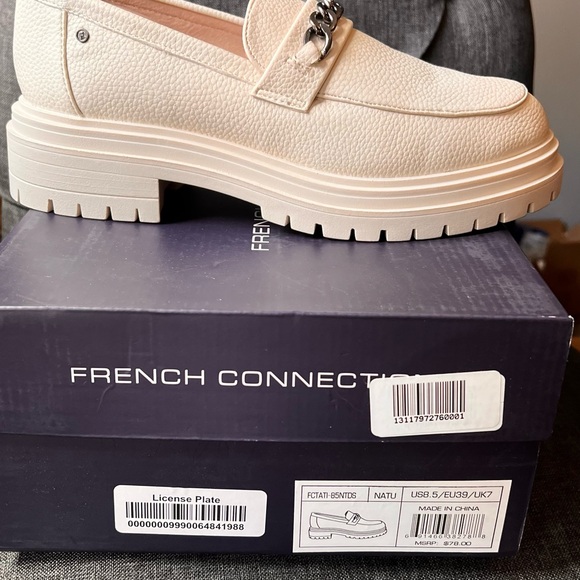 French Connection Cream Loafers beige vegan leather new - Picture 5 of 8